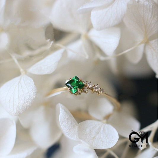 Vintage Green and White Zircon Ring