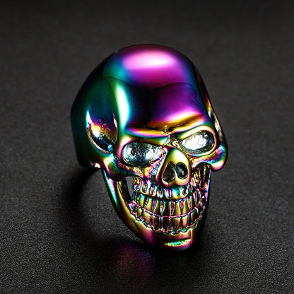 Stainless Steel Colored Large Skull Ring