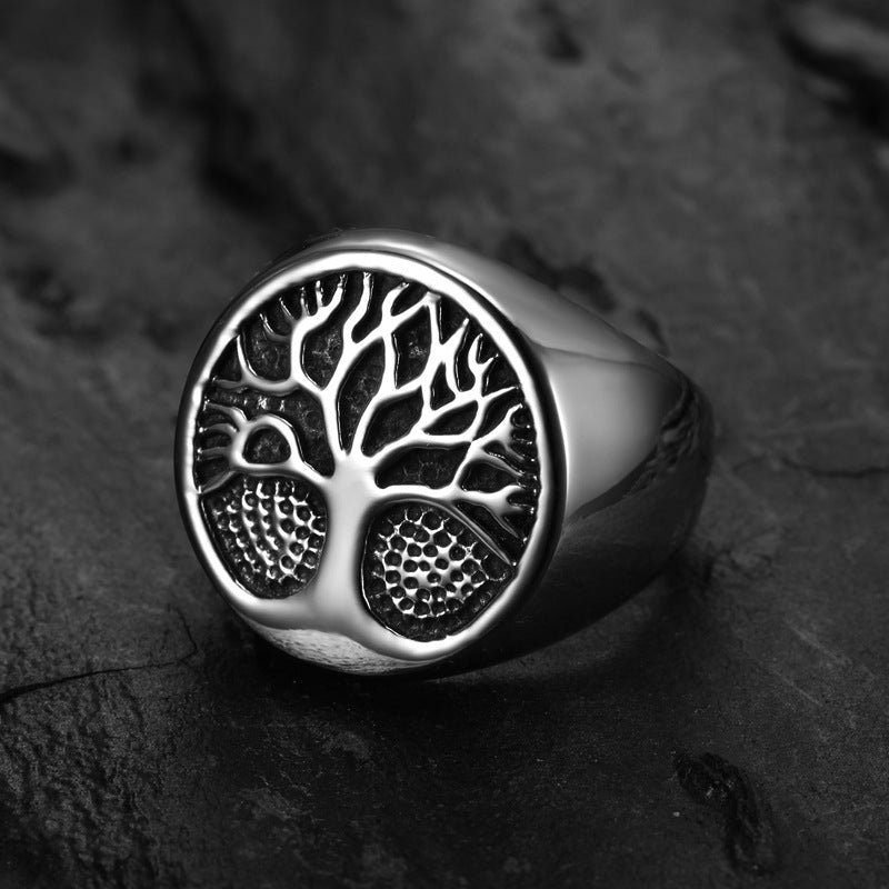 Personalized Vintage Tree of Life Titanium Steel Ring