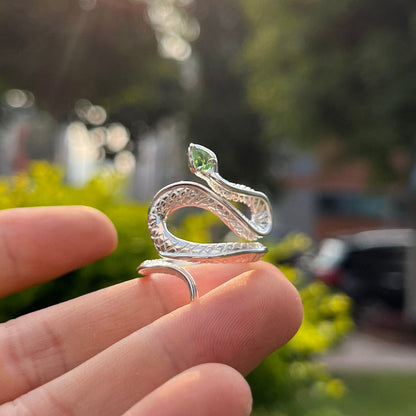 Handmade Topaz Snake Sterling Silver Ring