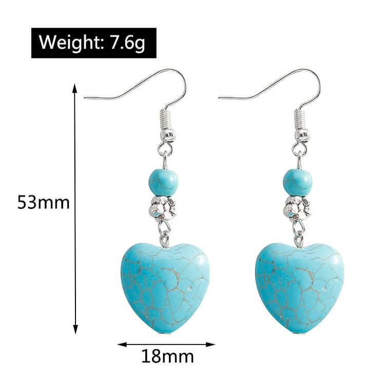 Turquoise Heart Drop Earrings