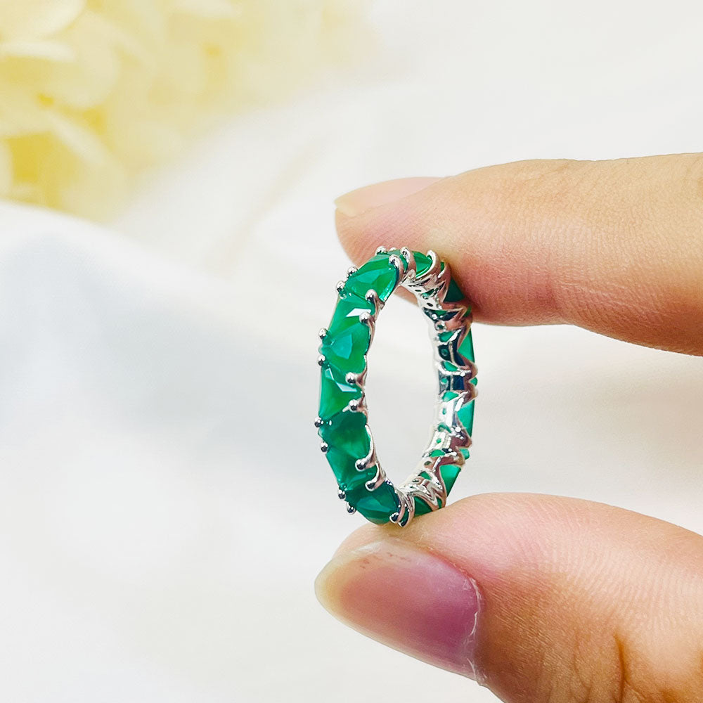 Simple Inlaid Green Zircon Ring