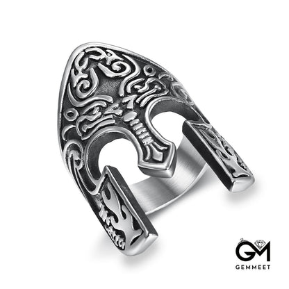 Stainless Steel Armor Warrior Mask for Men Ring