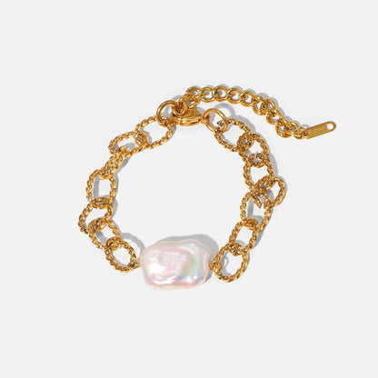 Baroque Pearl Twist Chain Bracelet