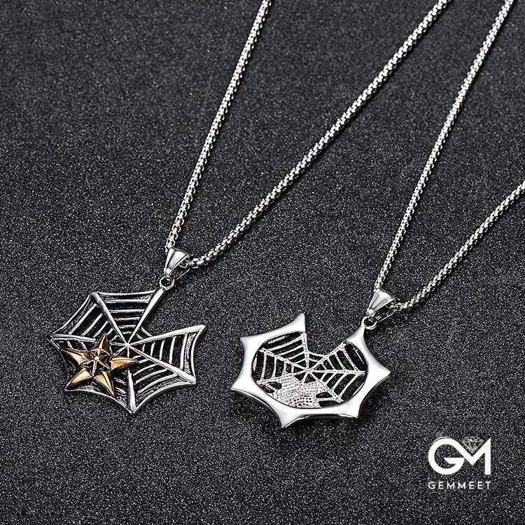 Titanium Steel Spider Web Star Necklace