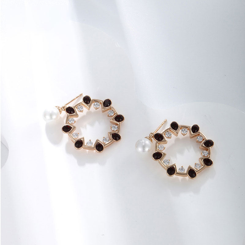 Stone-embellished Faux Pearl Earrings