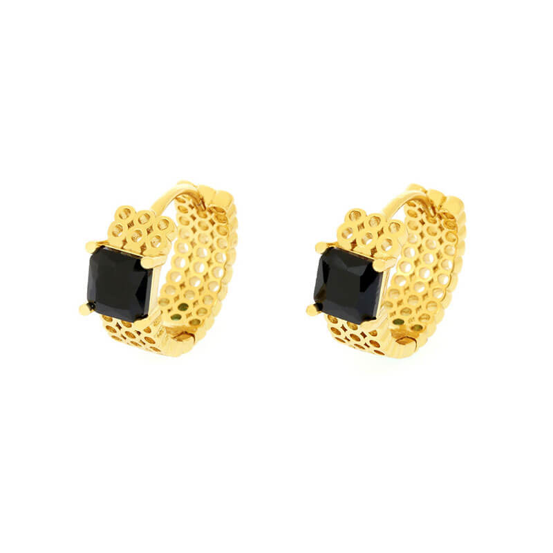 Gold Plating Shaped Square Diamond Earrings