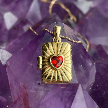 Cute Rectangle Heart Totem Pendant Necklace