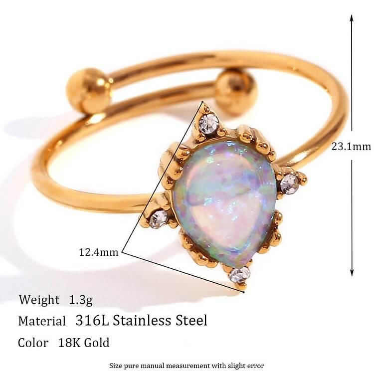 Opal Sun Heart Adjustable Ring