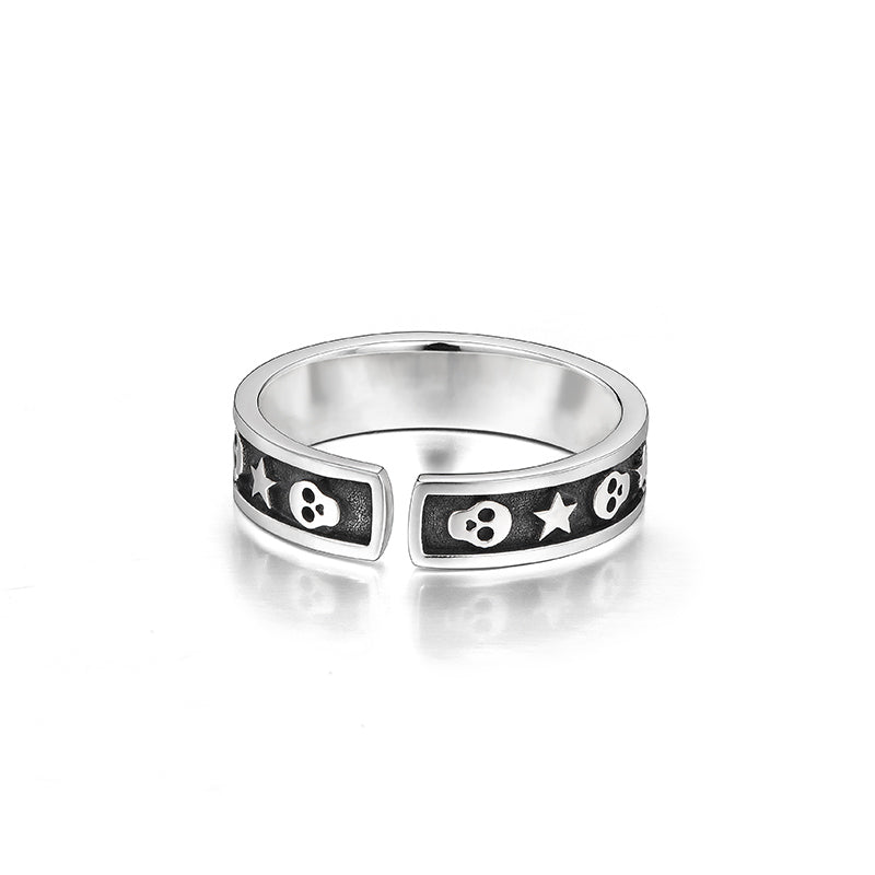 Cute Skull & Star Adjustable Band Ring