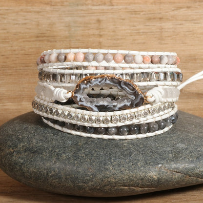 Agate Woven Leather Bracelet