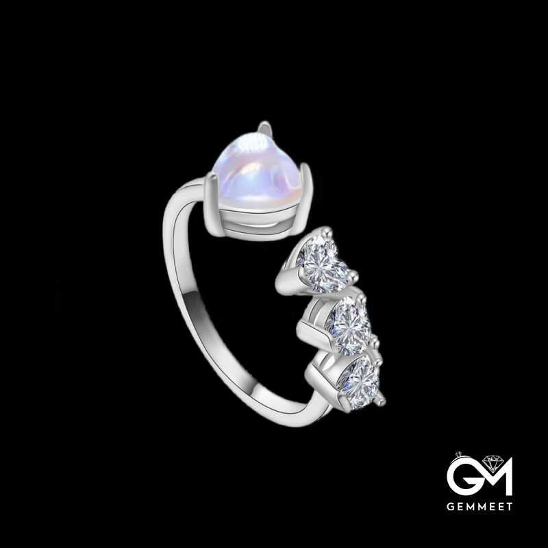 Moonstone Multiple Love Silver Ring