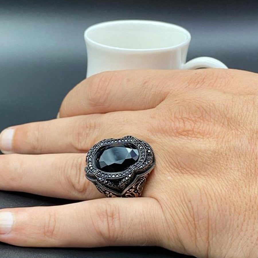 Turkish Black Onyx Handmade Mens Ring