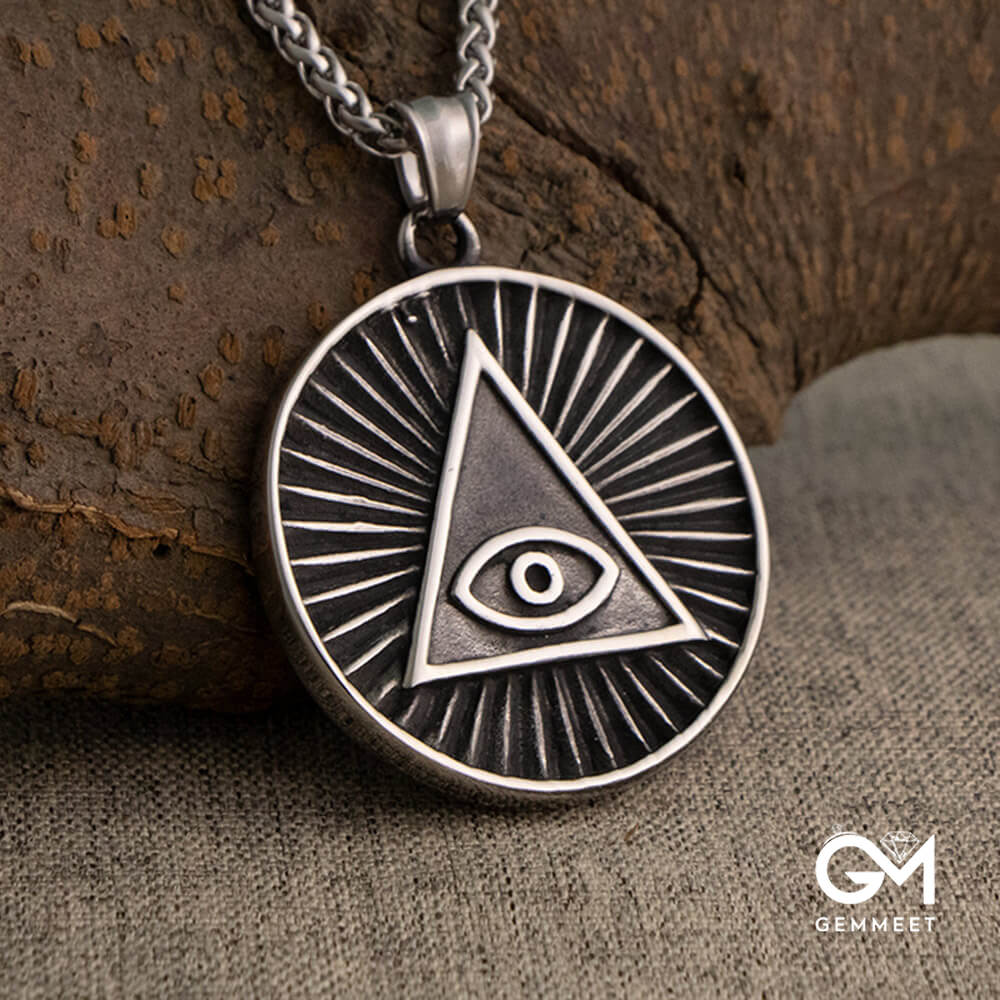 Vintage Devil Triangle Eye Titanium Steel Necklace