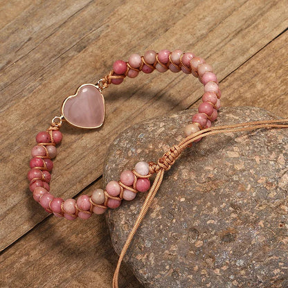 Strawberry Quartz Weave Bracelet