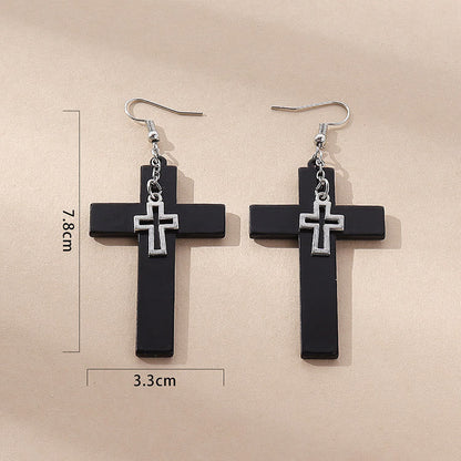 Punk Double Cross Acrylic Resin Earrings