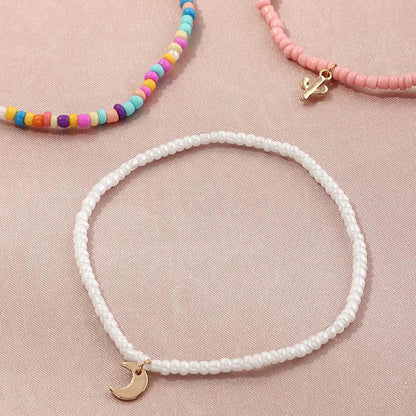 Moon & Star Bohemia 4 PCS Colorful Anklet Set