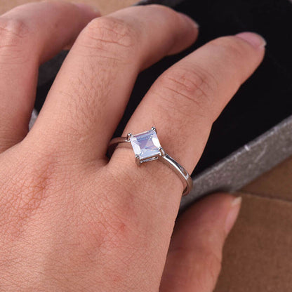 Minimalism Square Cut Moonstone Ring