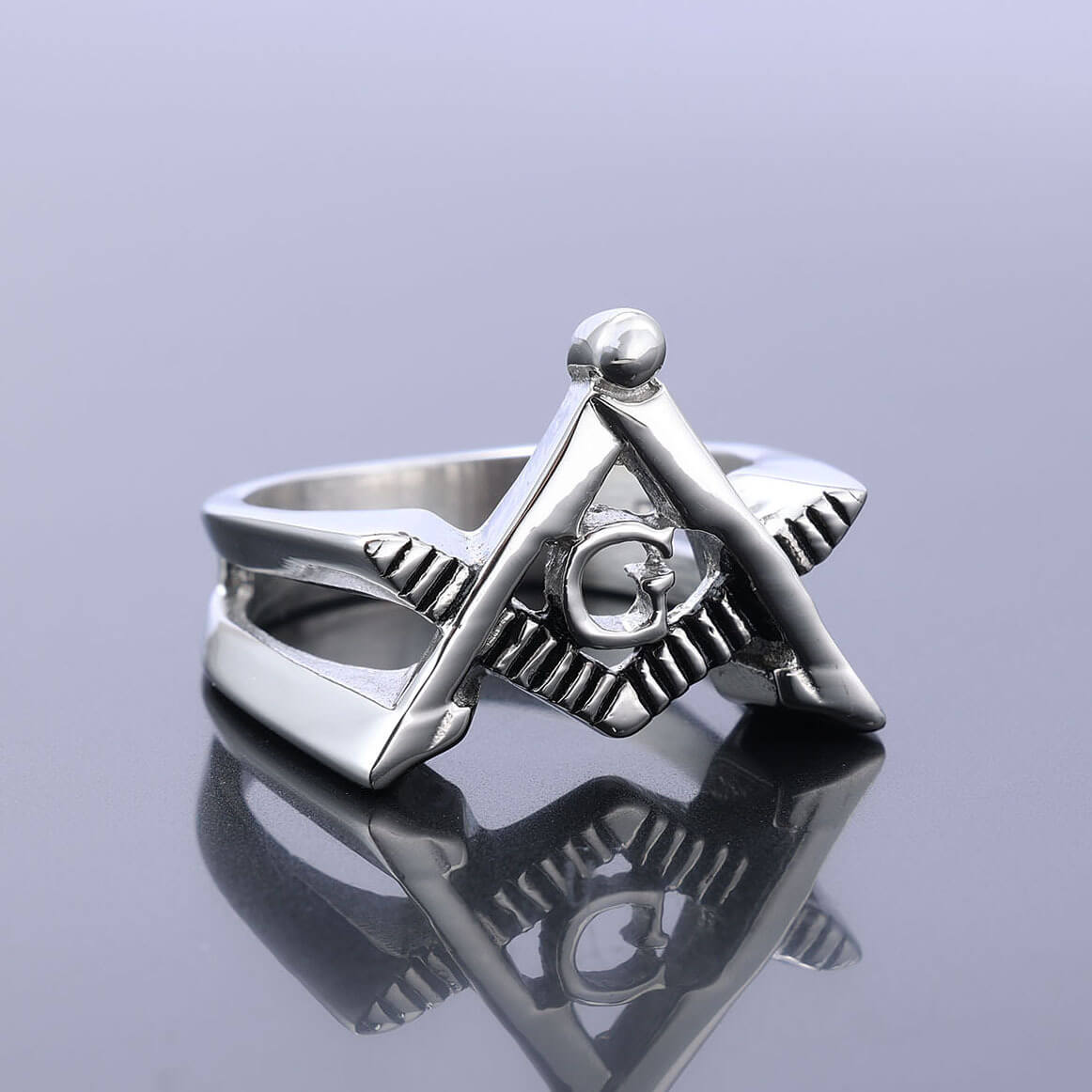 Stainless Steel Simple AG Masonic Solid Ring