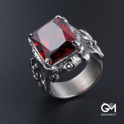 Titanium Steel Cast Magnificent Red Zircon Ring