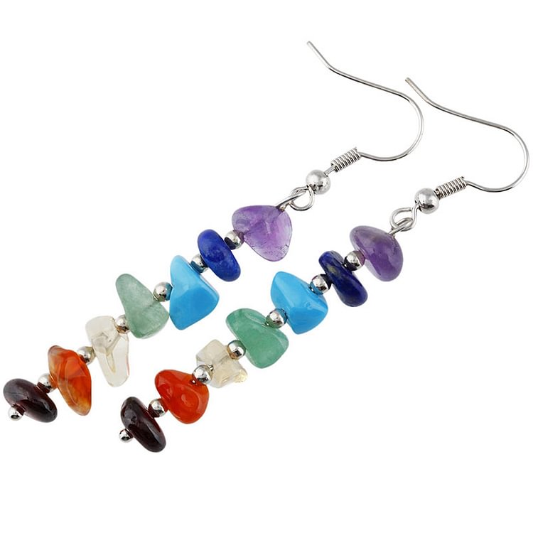 Irregular Rock Tassel Chakra Orgone Earrings