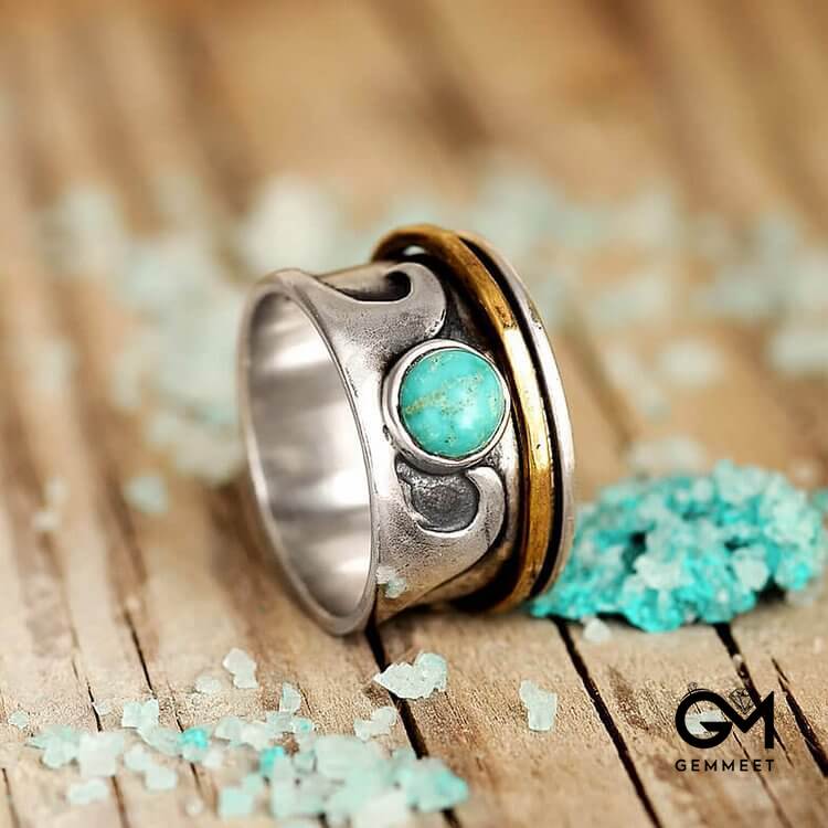 Retro Fidget Wave Turquoise Ring