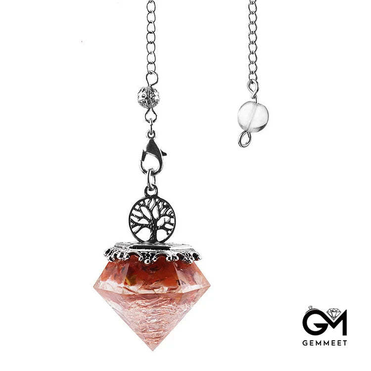 Crystal Geometric Tree of Life Pendulum