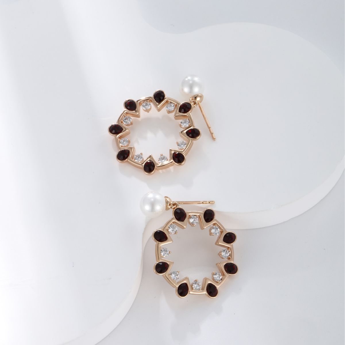 Stone-embellished Faux Pearl Earrings