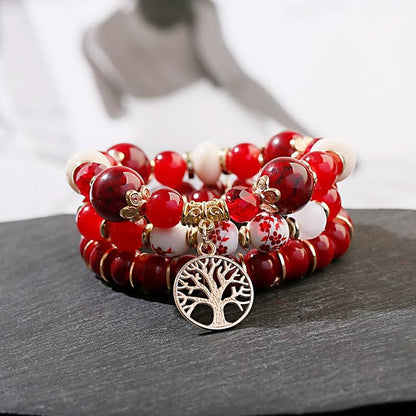 Boho Handmade Tree Of Life Crystal Bracelet Set