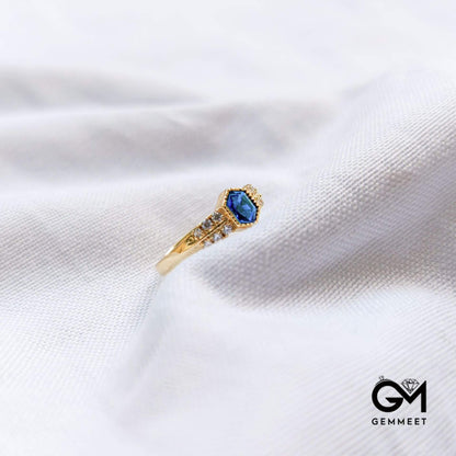 Dark Blue Zircon Shield Ring