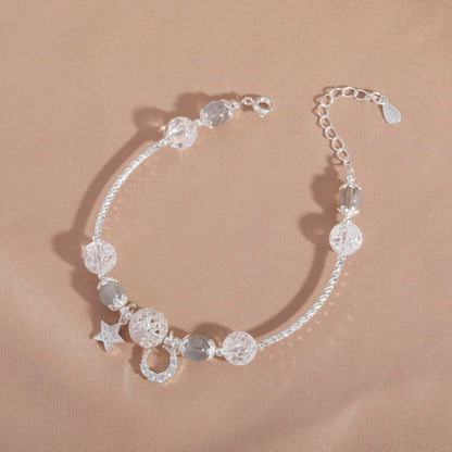 Simple Crystal White Popped Moonstone Bracelet