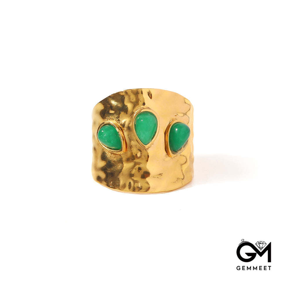 French Vintage Ring with Anomalous Green Gems