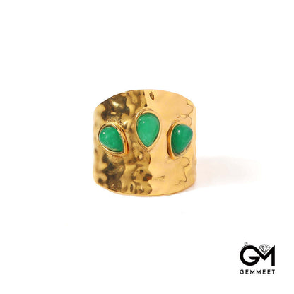 French Vintage Ring with Anomalous Green Gems