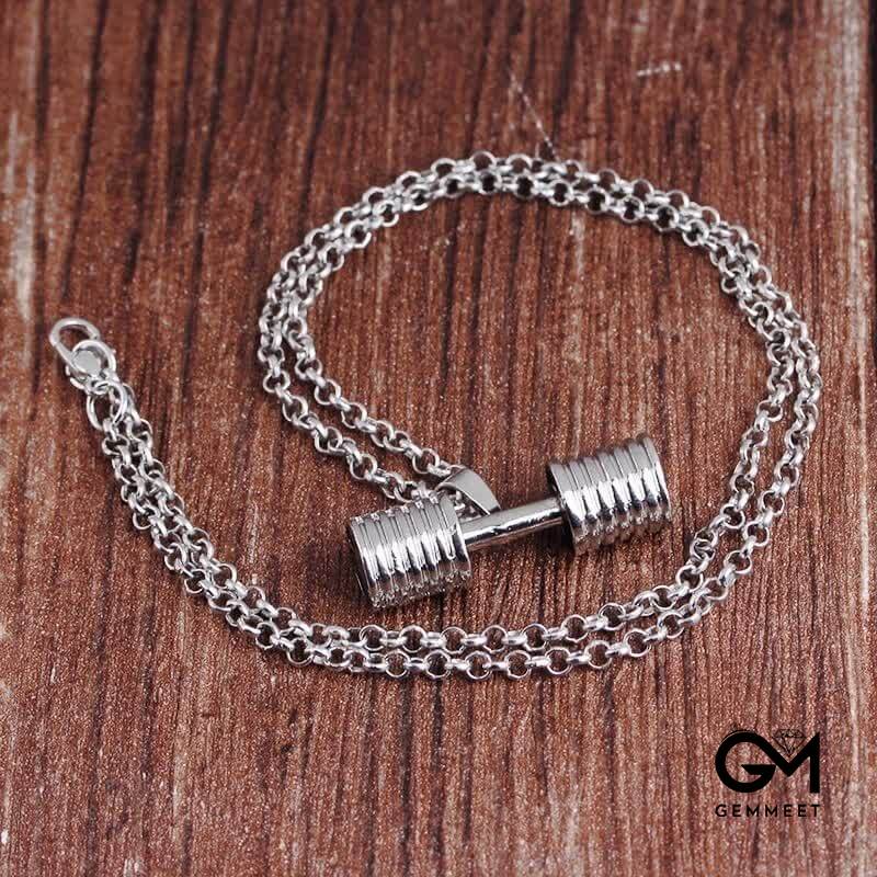 Men's Gym Dumbbell Fitness Necklace