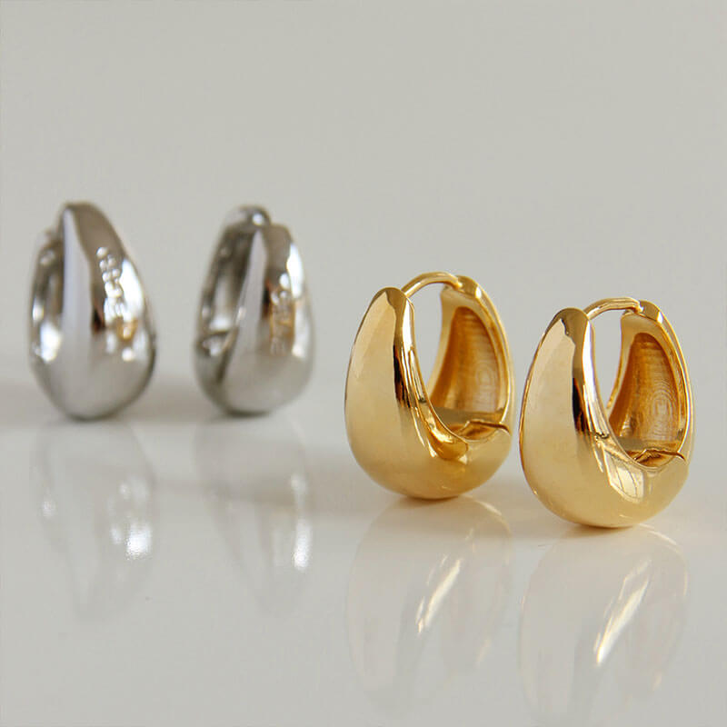 Retro Gold Eggshell Earrings Simple Fashion High Sense Water Drop Metal Circle Earrings