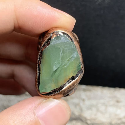 Moldavite Natural Crystal Adjustable Ring