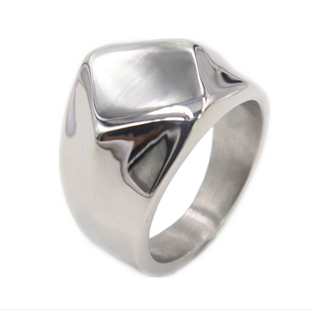 Irregular Diamond Shape Solid Stainless Steel Ring