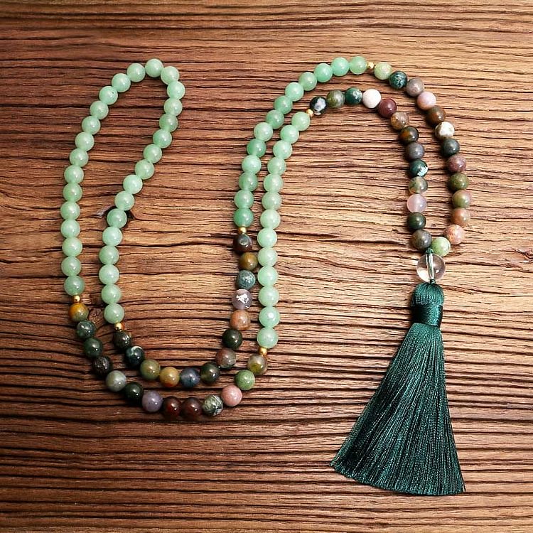 Green Aventurine Indian Agate Necklace Bracelet