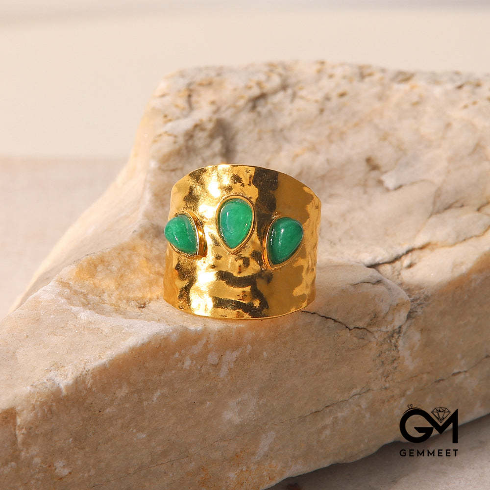 French Vintage Ring with Anomalous Green Gems