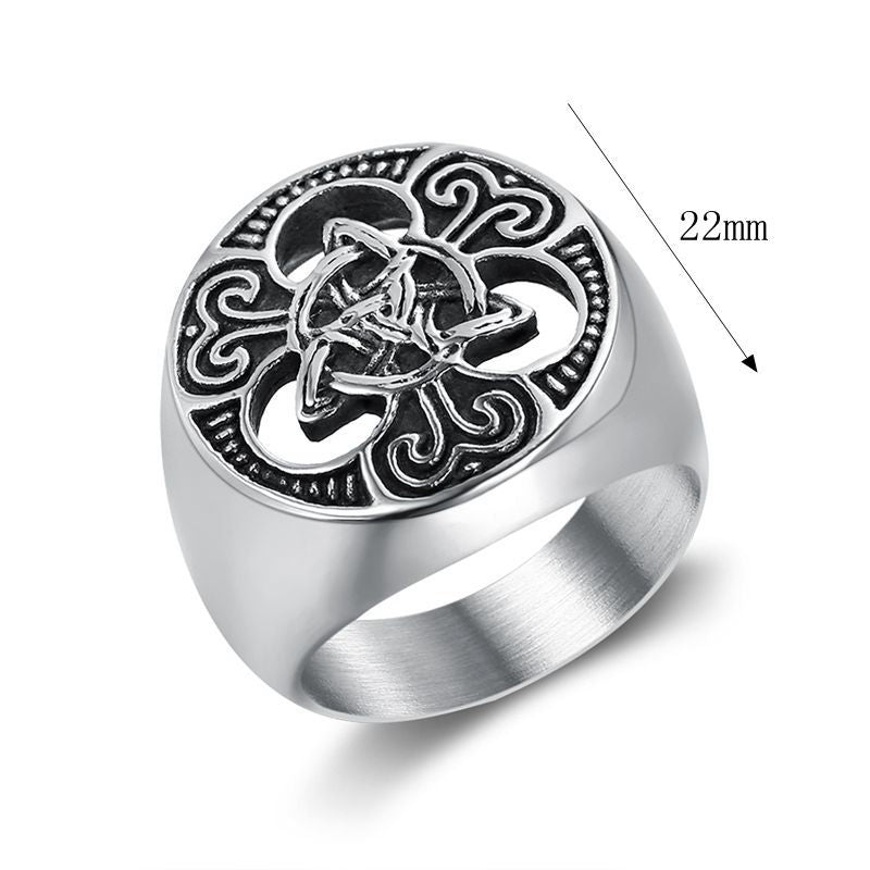 Hip Hop Hollow Out Stainless Steel Casting Concentric Knot Men's Ring