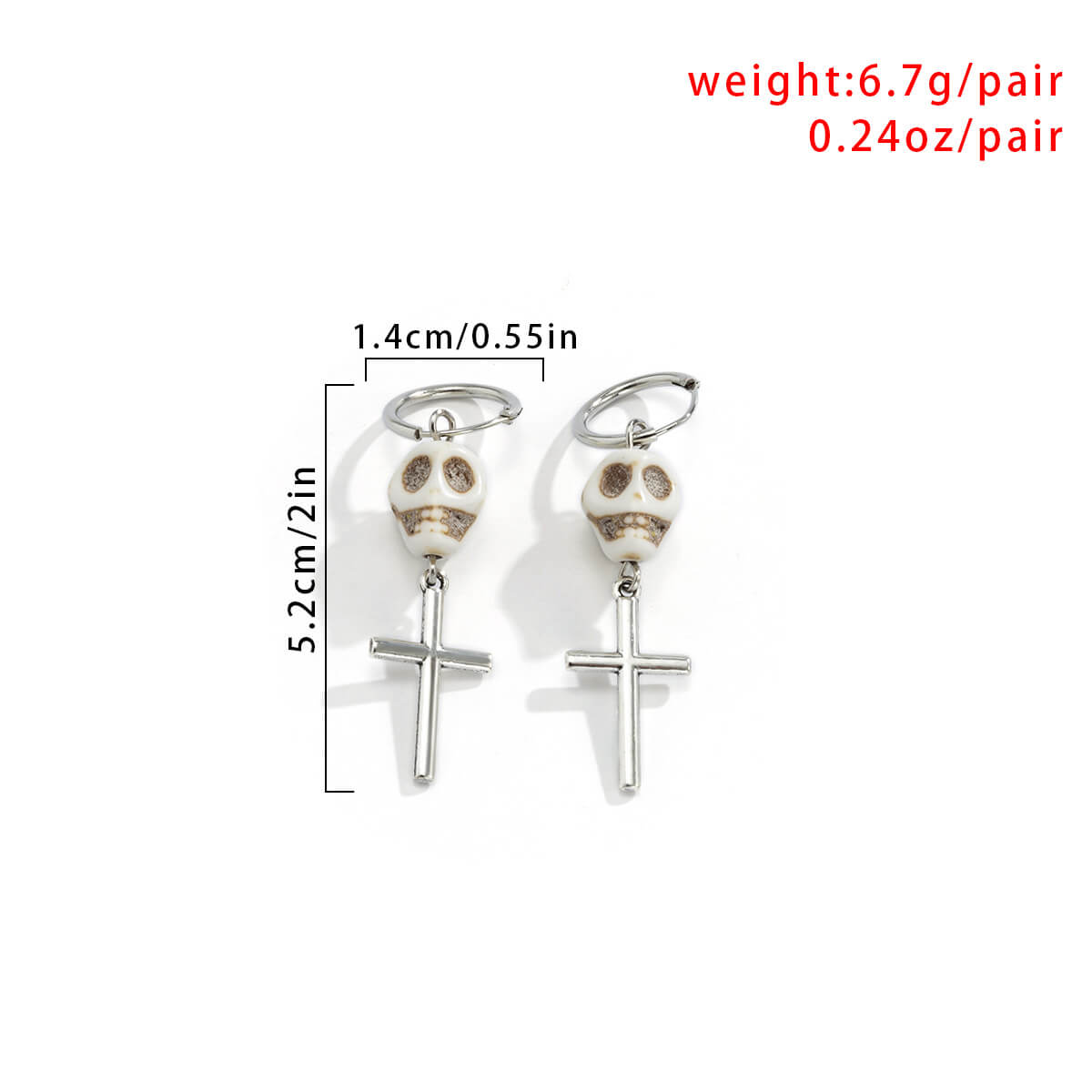 Halloween Skull Pendant Earrings Geometric Women's Cross Alloy Earrings