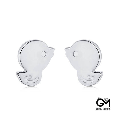 S925 Sterling Silver Simple Duckling Stud Earrings