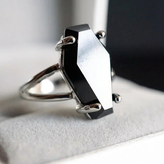 Black Onyx Coffin Ring