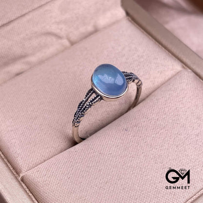 Simple Vintage Crystal Aquamarine Ring