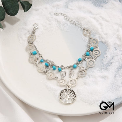 Turquoise Tree of Life Pendant Bracelet Anklet