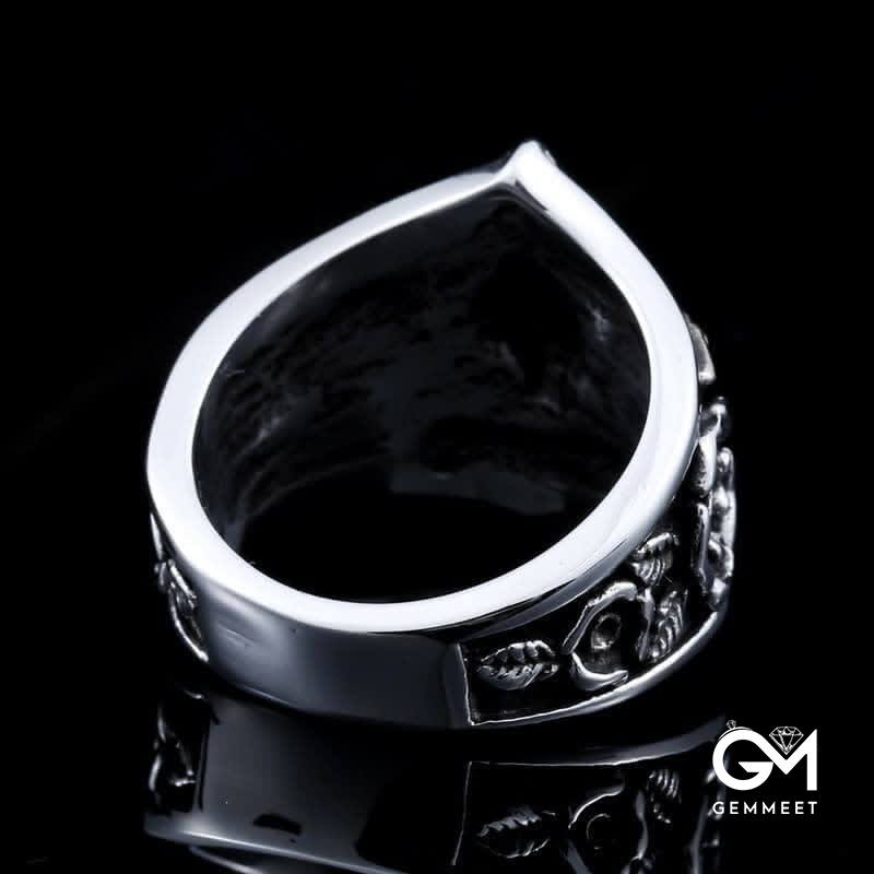 Men's Gothic Pentagram Skull Ring