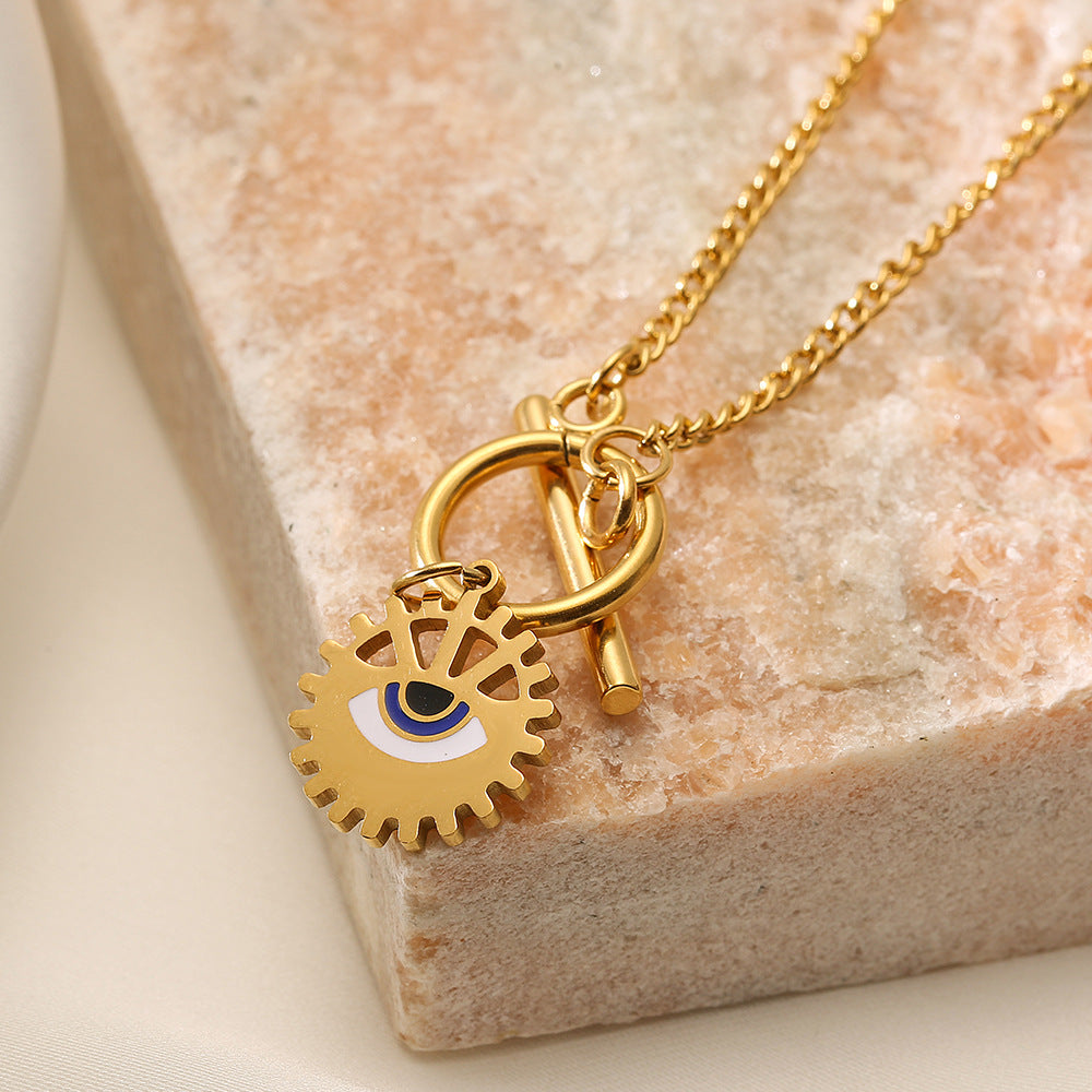 Cute Heart & Evil Eye Pendant Necklace