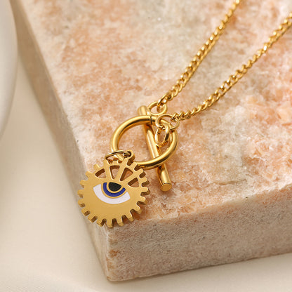 Cute Heart & Evil Eye Pendant Necklace