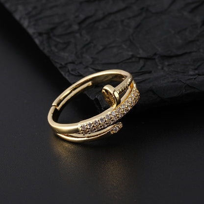 Simple Zircon Nail Opening Ring