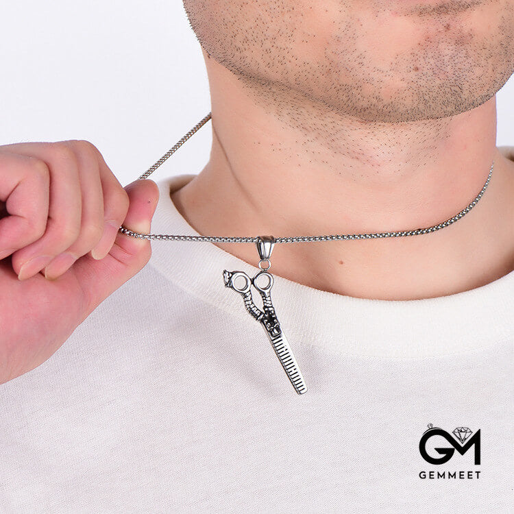 Stainless Steel Scissors Pendant Necklace